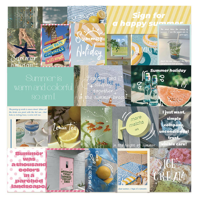 30 Summer Fresh Stickers Decorative Handbook Diary Laptop Phone Case Guitar Water Cup Scrapbook detail 8