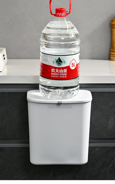 Wall-mounted trash can household high-value plastic toilet with lid large hanging office kitchen trash can detail 11