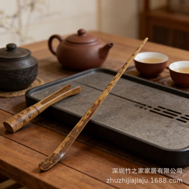 Purple Bamboo Tea Scoop Tea Set Accessories White Bamboo Tea Scoop Tea Scraper Carbonized Polished Matcha Tool Pointed Wide Head Regular detail 10
