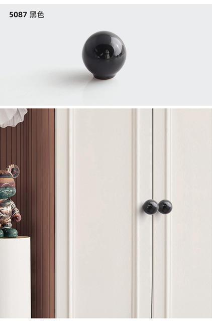 Simple color ceramic cabinet door cabinet wardrobe door drawer round single hole handle bottle cover handle small handle detail 10