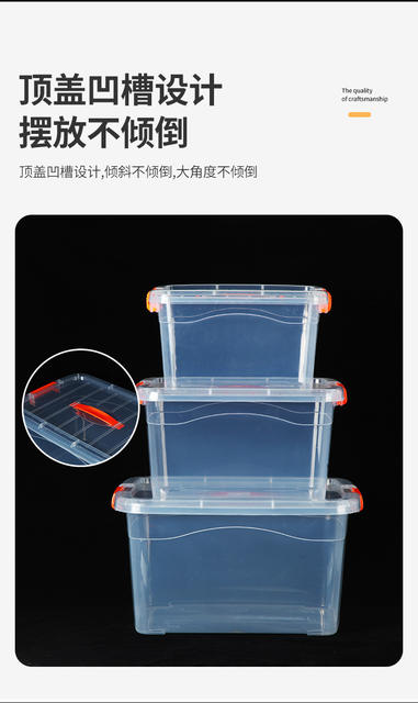 Portable Storage Box, Transparent Food Storage Box, Thickened Plastic Storage Box, Clothes Organizing Box, Toy Box with Lid detail 4