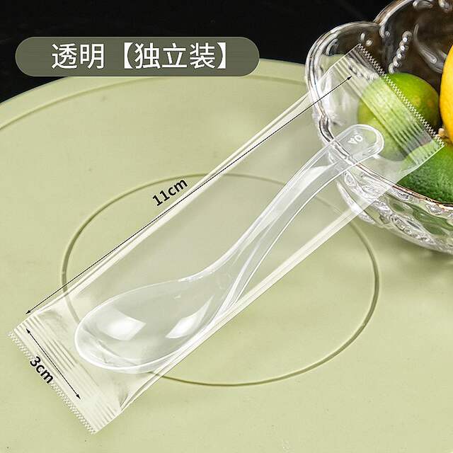 Disposable Bamboo Spoons in Bulk, Individually Packaged, Commercial Thickened Takeout Packaging Utensils, Soup Spoons, Ice Cream Spoons, Wholesale detail 8