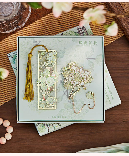 Cultural and Creative Antique-Style Floral Metal Bookmarks, Exquisite and Aesthetically Pleasing Hollow-Out Bookmarks in a Gift Box, Graduation Commemorative Gift for High School and College Entrance Exams detail 11