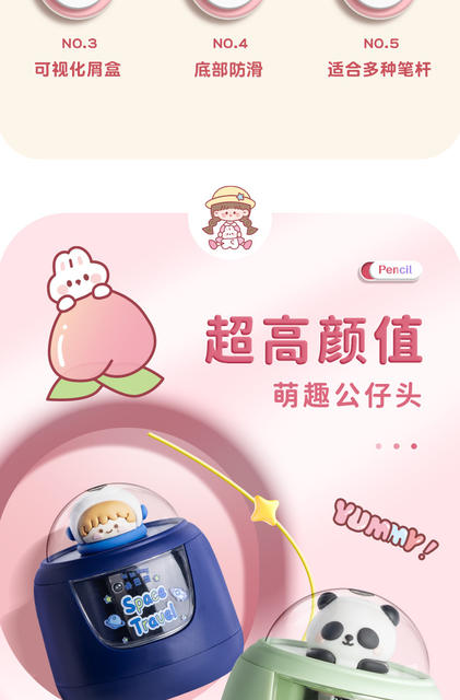 Carba bear electric pencil sharpener pencil sharpener for primary school students pencil sharpener pencil sharpener high color value ins detail 3