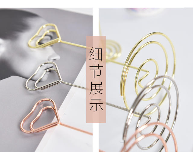 Cross-Border Metal Note Holder Desktop Business Card Holder Love Seat Holder Ready-Made Wholesale Message Holder Wedding Wedding Label detail 10