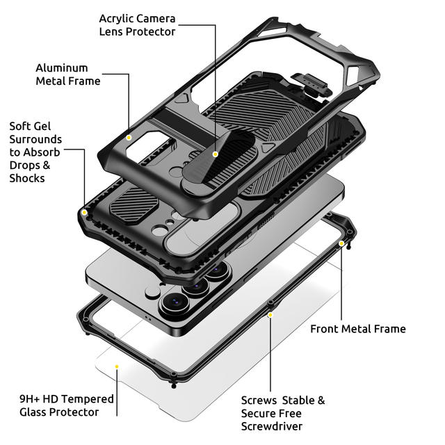 Suitable for Samsung S26Ultra Metal Magnetic Phone Case, Anti-Fall, All-Inclusive Stand Protective Cover, S26U Phone Case detail 5