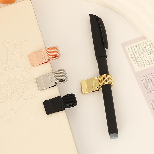 Cross-Border Journal Fixed Spring Pen Clip Stationery Portable Notebook Book Clip Electroplated Manganese Steel Pen Clip Accessories detail 3