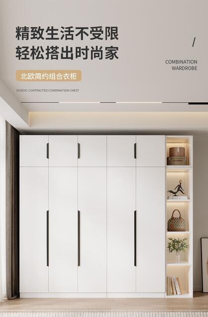 Wardrobe for Home Use, Bedroom Double-Door Storage Cabinet, Simple Modern Design for Rental Apartments, Small Luxury Assembly Storage Cabinet detail 2