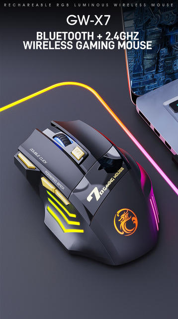 Imice Factory Direct Supply 7-Button Double-Click-Free 2.4g Silent Rechargeable X7 Breathing Light Wireless Gaming Mouse detail 1