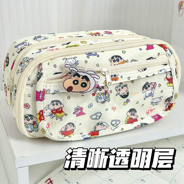 Cartoon Crayon Small New Pain Bag Pencil Bag Simple Student Cute Multi-layer Large Capacity Pencil Case Stationery Storage Bag detail 4