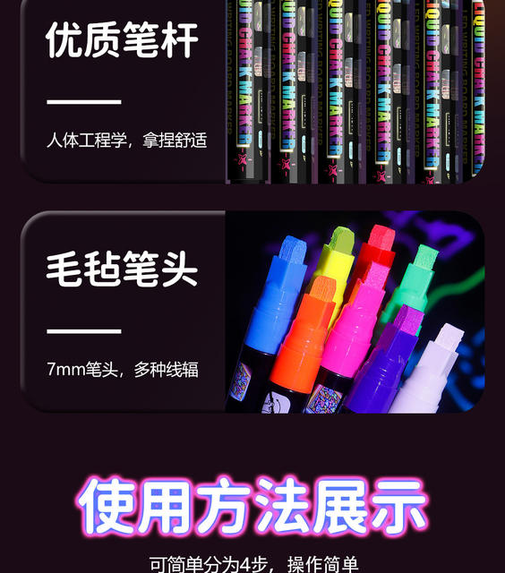 Fluorescent Board Special Pen Highlighter Mark Led Digital Luminous Erasable Luminous Advertising Watercolor Blackboard Whiteboard Pen detail 9