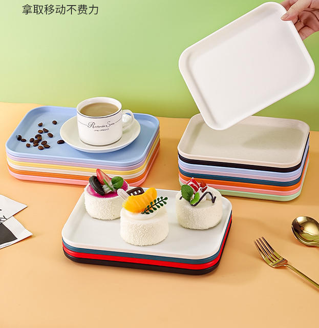 Wheat Straw Tray for Cups, Home Hotel Restaurant Rectangular Plate, Fruit Plate, Tea Tray, Plastic Plate, Dinner Plate detail 9