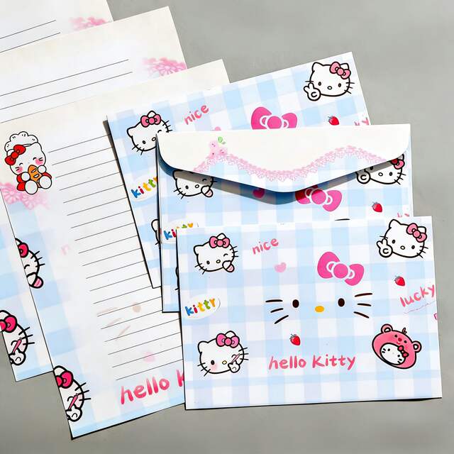 High-Quality Cat-Themed Stationery and Envelope Set, Blue Girly Style, Handwritten Confession and Blessing Letter Paper, Creative Gift for the Start of School detail 6