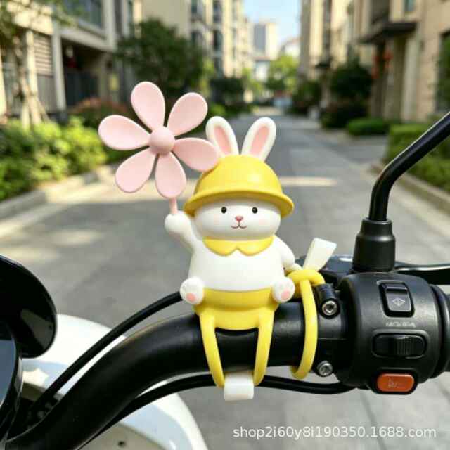 Cartoon Windmill Bicycle Light-Up Decorative Ornament Cute Panda Shiba Inu Electric Bike Handlebar Accessory Pendant detail 10