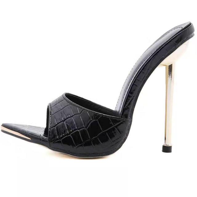 Snake Pattern Pointed Toe High Heel Sandals Women's European and American Cross-border Fashion Thin Heel Sandals Heels slippers detail 9