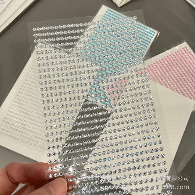 Rhinestone Chain Stickers DIY Support Decorations Pearl Chain Stickers Name Tag Border Colorful Rhinestone Fan Stickers Pearl Stickers detail 2