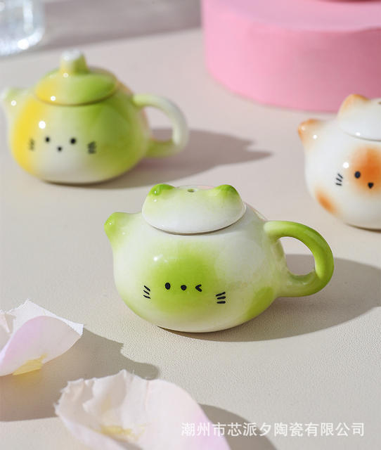 Children Love the Fun Mini Tea Set, Kung Fu Tea Set, Ceramic Teapot, Cat Ear Tea Set, Exquisite and Cute Small Tea Cup detail 9