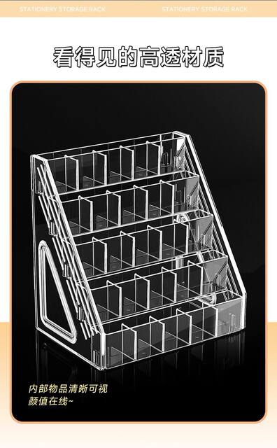Pen Holder Watercolor Pen Large Capacity Acrylic Divided Pen Holder Book Desktop Brush Storage Rack Marker Pen Display Rack detail 12