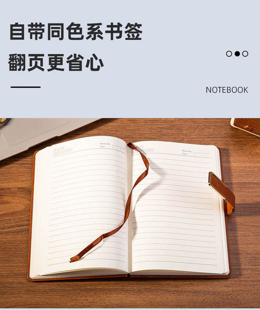 A5 Notebook with Custom Logo, Thick Leather Cover, Buckle Closure, Business Meeting Notepad, High-Quality Diary detail 7