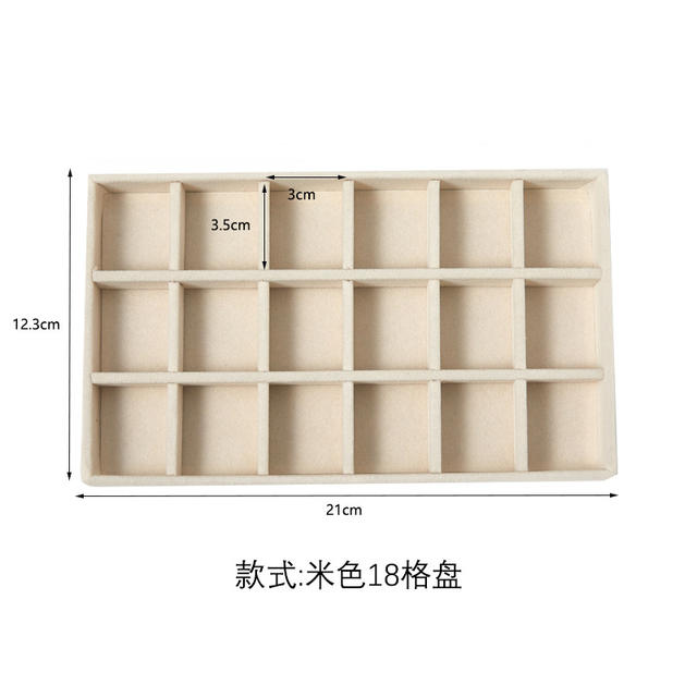 Beige jewelry tray jewelry box storage box ear studs earrings drawer flannel plate detail 12