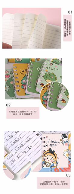 Cartoon A7 Coil Notebook with Cute Animal Characters, Mini Notebook, Student Pocket Notepad Wholesale detail 6