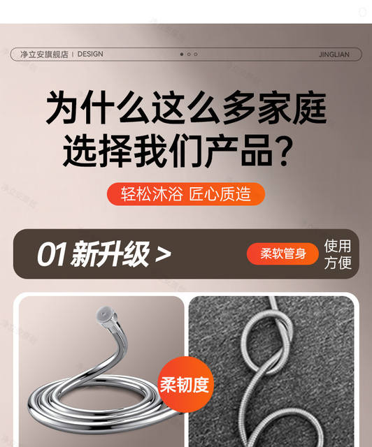 Pvc Shower Hose, Bath Pipe, Shower Water Pipe Connection Pipe, Shower Heater Accessories, Bendable detail 8