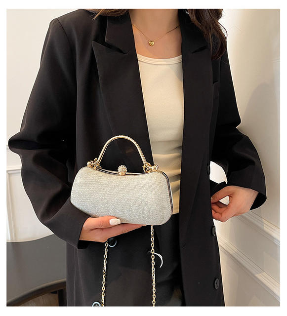 High-End Chain Handbag, Niche Design Women's Bag, Cross-Border New Fashion Chain Bag, Evening Bag, Rhinestone Crossbody Bag detail 2