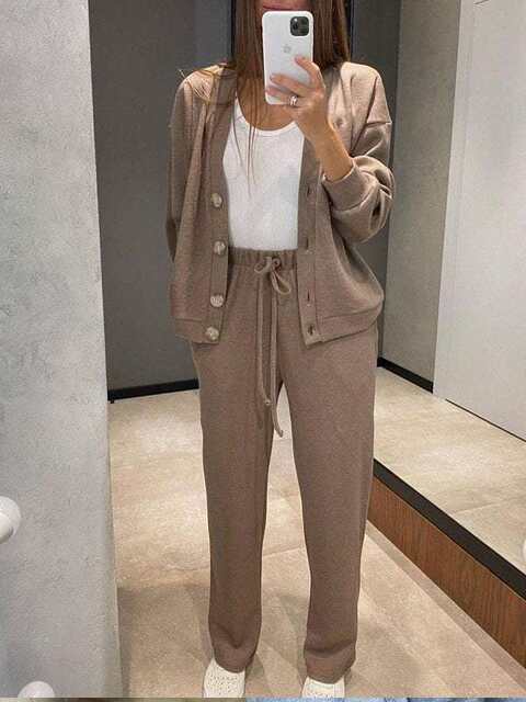 2024 autumn and winter new European and American cross-border Amazon independent station best selling casual sports suit cardigan top women's clothing detail 2