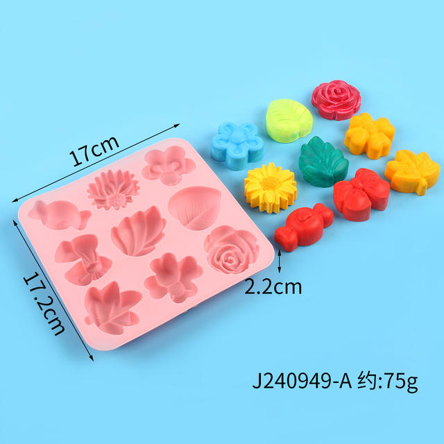 9 different flower-shaped food grade silicone mold chocolate candy jelly jelly mold DIY handmade soap mold detail 5