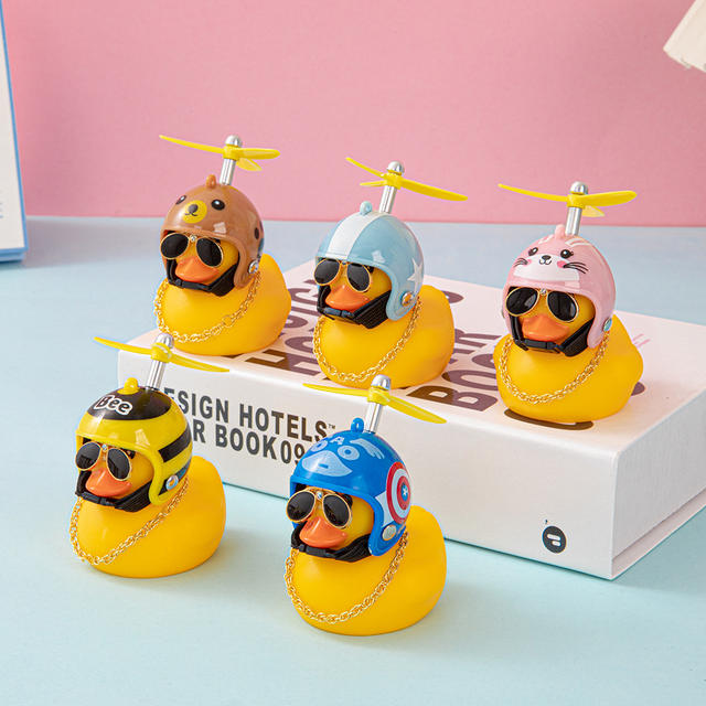 Car-mounted Wind-breaking Duck Creative Car Ornaments Electric Car Decorations Little Yellow Duck Bicycle Social Duck Vinyl Doll detail 3