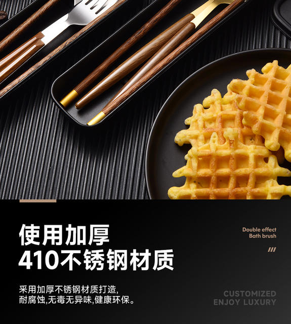 Stainless steel fork chopsticks spoon portable tableware suit student outdoor tableware Three-Piece Gift printing logo detail 8