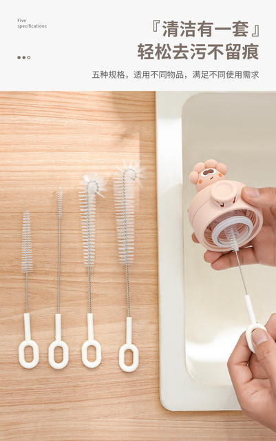 5-Piece Set of Straw Brushes, Cup Brushes, Gap Brushes, Coffee Teapot Spout Brushes, Baby Bottle Brushes, 360-Degree Non-Shedding Rotating Cleaning Brushes detail 4