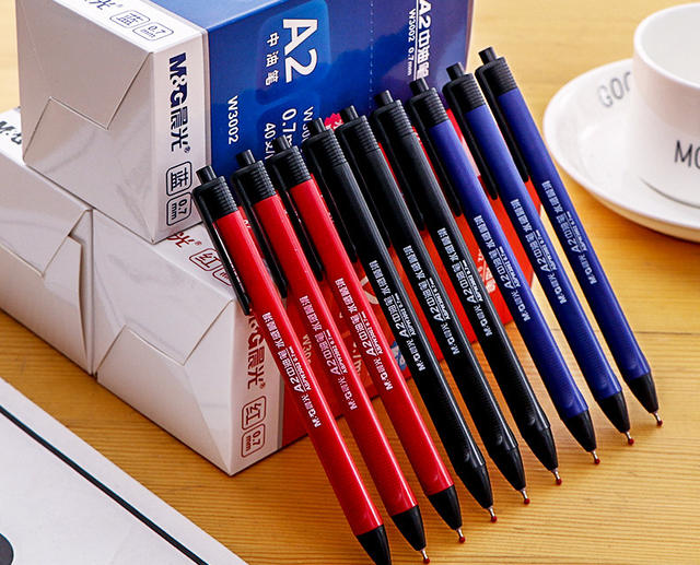 Morning Mg Light Ballpoint Pen Press-Type Ballpoint Pen W3002 Oil-Based Pen Wholesale Blue Black Office Use Press-Type Pen detail 10