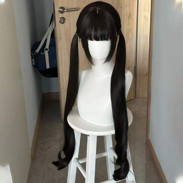 Xuchang Wig Full Head Cover Long Black Long Straight Curly Hair Full Head 85cm Natural jk Less lolita Full Head Cover Style detail 1