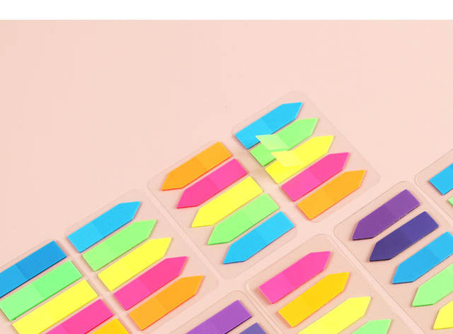 Pet Transparent Sticky Note Fluorescent Color Bar Index Sticker Student Self-Adhesive Waterproof Arrow Classification Label Sticker Wholesale detail 7