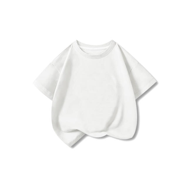 Children's T-shirt 100% cotton short sleeve summer T-shirt boys white top girls loose performance college all-match soft detail 10