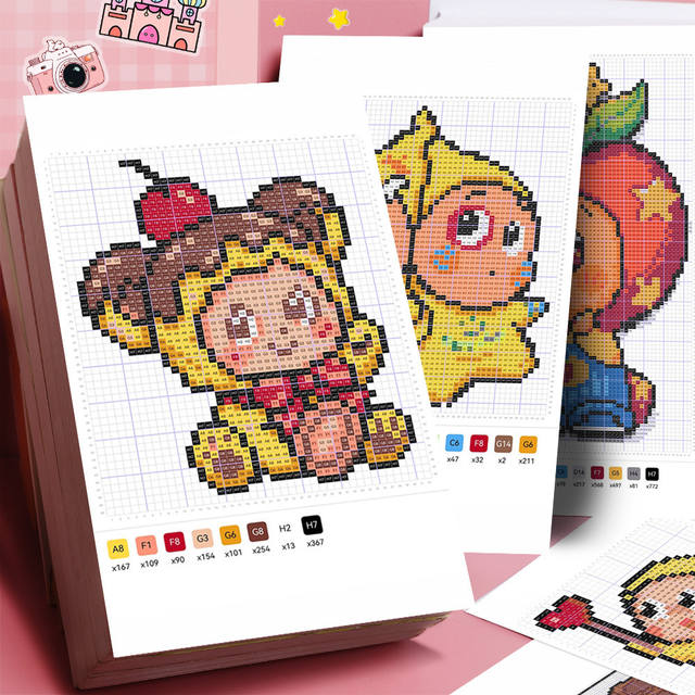 12 Pieces of Healing Pattern DIY Handmade Bead Art Templates, Self-Adhesive Desktop Wall Notepad Waterproof Stickers detail 4