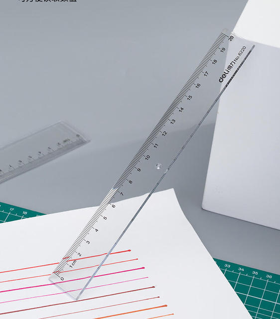Deli Transparent Ruler with Wavy Lines, 15cm Ruler for Elementary School Students, Children's Drawing Plastic Ruler, 20cm Scale Ruler detail 4
