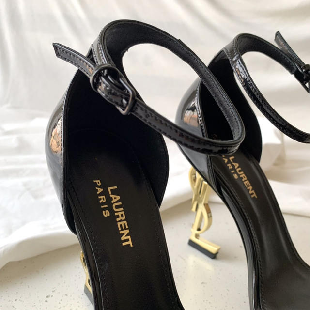 Cross-Border Hot-Selling Syl Sandals for Women, Ysl Metallic Heel Patent Leather Saint Laurent Single-Strap High Heels for Women, Large Size detail 6