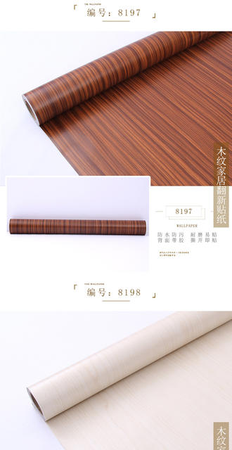 Wood Grain Wallpaper Self-Adhesive Waterproof and Moisture-Proof Wardrobe Door Sticker Desktop Imitation Wood Old Furniture Renovation Sticker Decoration detail 10