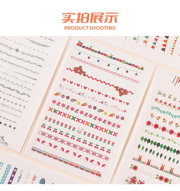 Cute split line large stickers suit diy hand account material kindergarten growth manual decoration baby album stickers detail 4