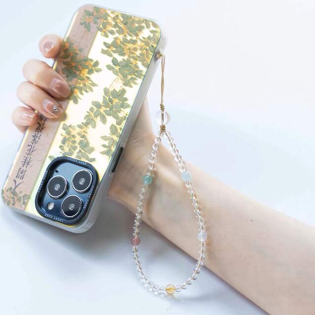New Five-Element Symbiotic Imitation White Glass Phone Chain, Anti-Drop Wrist Strap, Long Rope, Gift for Girlfriend, Accessory detail 2