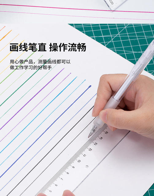 Deli Transparent Ruler with Wavy Lines, 15cm Ruler for Elementary School Students, Children's Drawing Plastic Ruler, 20cm Scale Ruler detail 6
