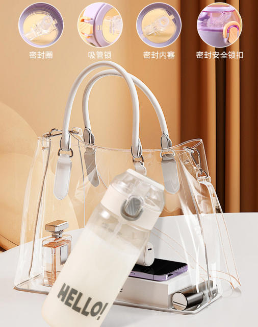 Pregnant women special soft suction tube cup adult scale cup with gravity ball water cup high color value lying drinking cup detail 5