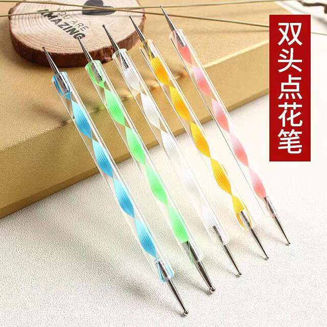 Wholesale double-headed nail drill pen suit 5 cross-border supply point pen flower needle nail tools detail 3