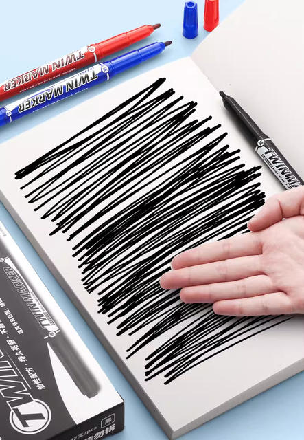 Morning Mg Light Mv7403 Small Double-Headed Marker Pen Oil-Based Outline Pen for Students and Children's Art Graffiti Oil-Based Pen detail 9