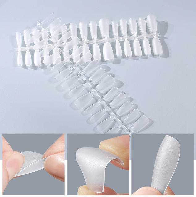 Street-Style Wearable Nail Tips, Short Size, No Filing Required, Waterdrop Trapezoid Shape, Seamless Extension Nail Stickers, 100 Pieces detail 6