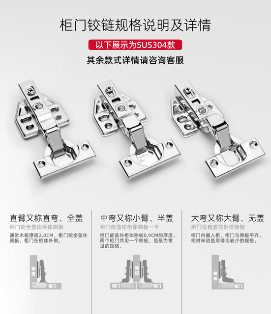 Hafford hinge 304 stainless steel wardrobe cabinet door hydraulic hinge damping buffer two-stage force folding door hinge detail 8