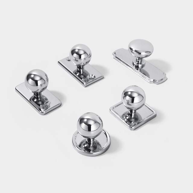 French zinc alloy wardrobe door handle modern simple chrome plated bright silver drawer single hole cabinet solid handle detail 4