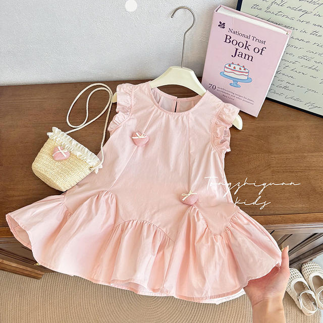 Girls' New Summer Cotton Dress with Flutter Sleeves, Cool and Stylish Princess Dress for Baby Girls detail 2